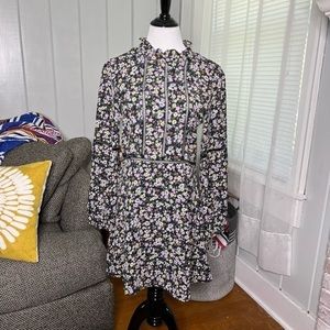 H&M Divided Dress with Ruffled Collar floral B-35